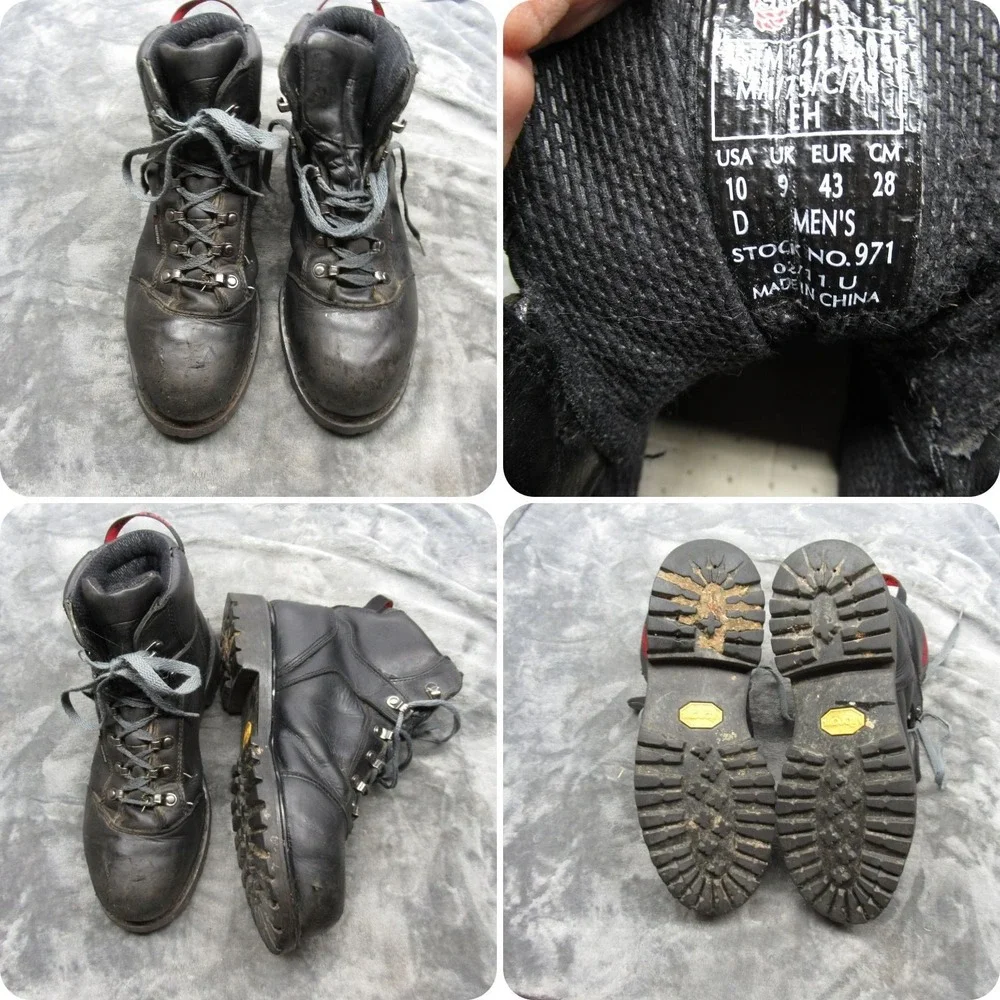Red Wing Work Boots Mens‎ 10 D Black 971 Leather Waterproof Steel Toe Lace-Up